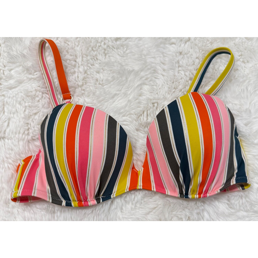 34C Shade & Shore Womens Underwire Striped Padded Bikini Top Swimwear, 2764